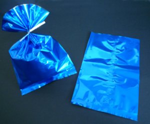 画像1: メタリック・ラッピング袋(ブルー）