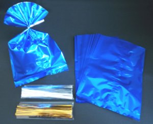 画像1: メタリック・ラッピング袋お徳用セット（ブルー）